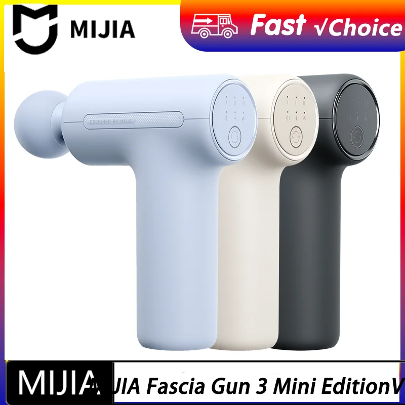 NEW MIJIA Mini Fascia Gun 3 Portable Muscle Massage Gun 12kg Thrust Brushless Silent Motor 3 Massager Heads Relax Body