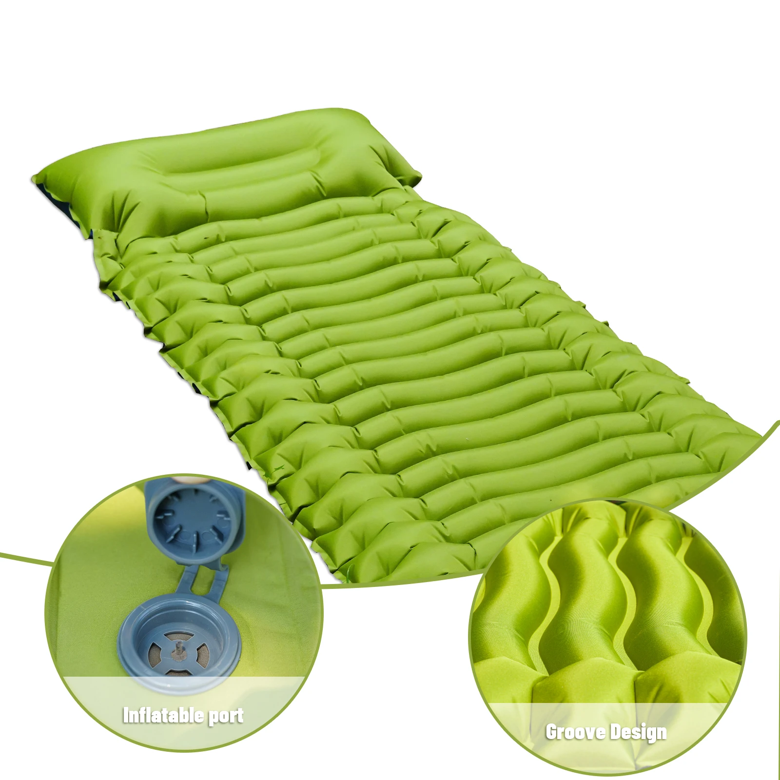 Outdoor camping super thick 4-inch inflatable sleeping mat with built-in pillow and pump air mat for travel hiking climbing