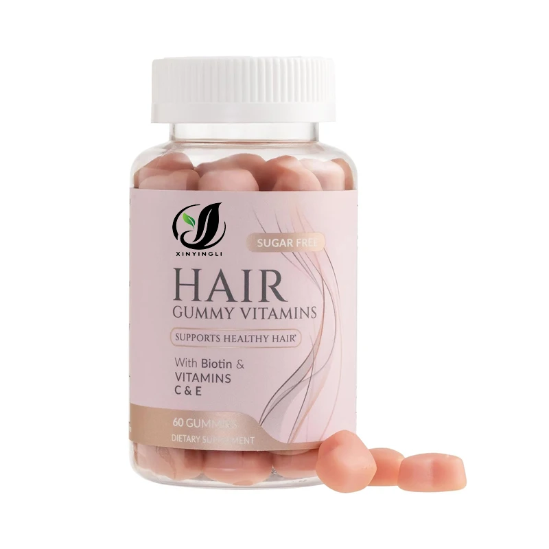 

Витаминные жевательные конфеты для волос без сахара, содержащие витамины A, C, D, E, фолиевую кислоту, способствуют укреплению и красоте волос - 60 жевательных конфет.