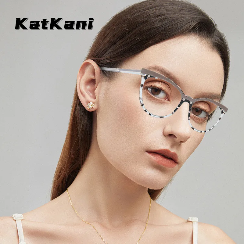 

KatKani Round Flexible TR90 Optical Prescription Small Face Eyeglasses Frame Female Ultra-light Durable Myopia Glasses TR7147