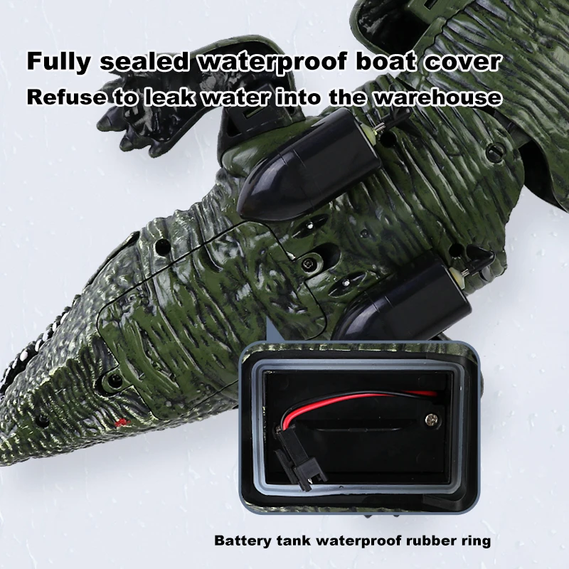 2.4G RC  Crocodile Simulation Animal Remote Control Ship Mosasaurus Swinging Dragon Outdoor Waterproof Toy Children Xmas Gift