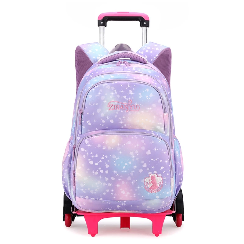 Sacs d\'École à Roulettes avec Poignées Amovibles pour Enfant Fille, Sacoche Étanche, Orth4WD