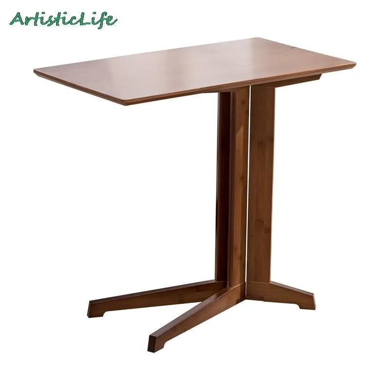 ArtisticLife Sofa Side Table Bamboo Corner Table Small Apartment Side Table Minimalist Computer Table  Transformable Furniture