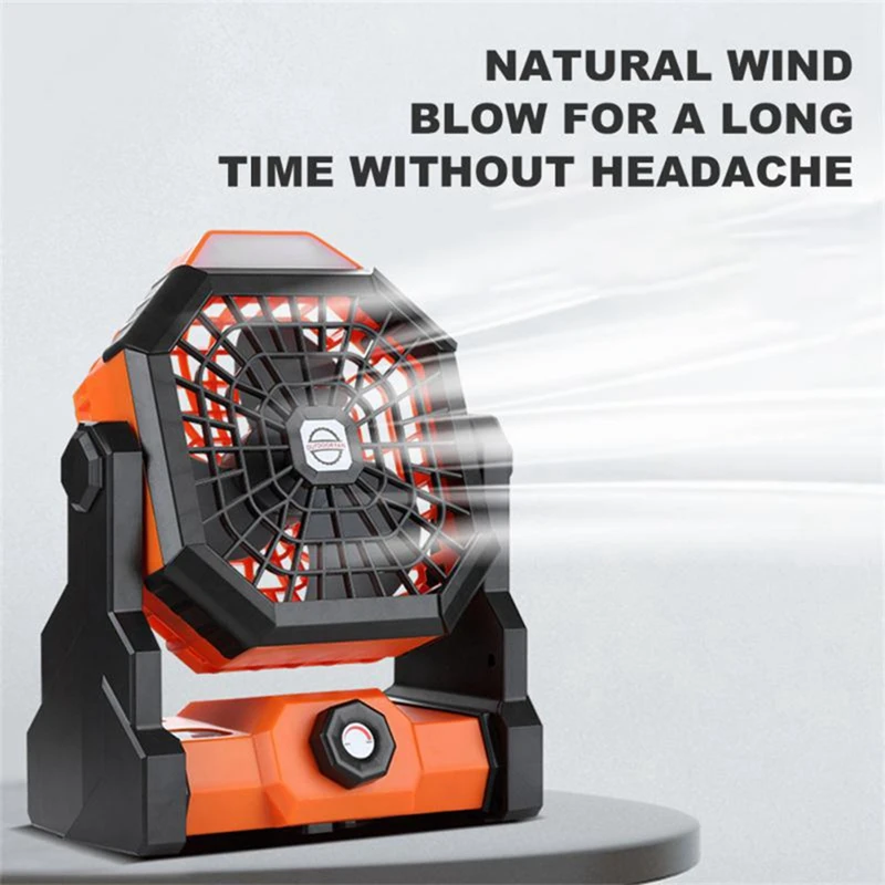 Camping Fan With LED Light, 7800Mah Portable Rechargeable Battery Operated Outdoor Tent Fan With LED Night Light