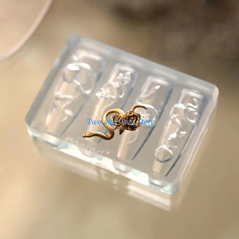 HX6F Snake Rose Candleholder Silicone Mould for Nail Art and Manicure Accessories Creation
