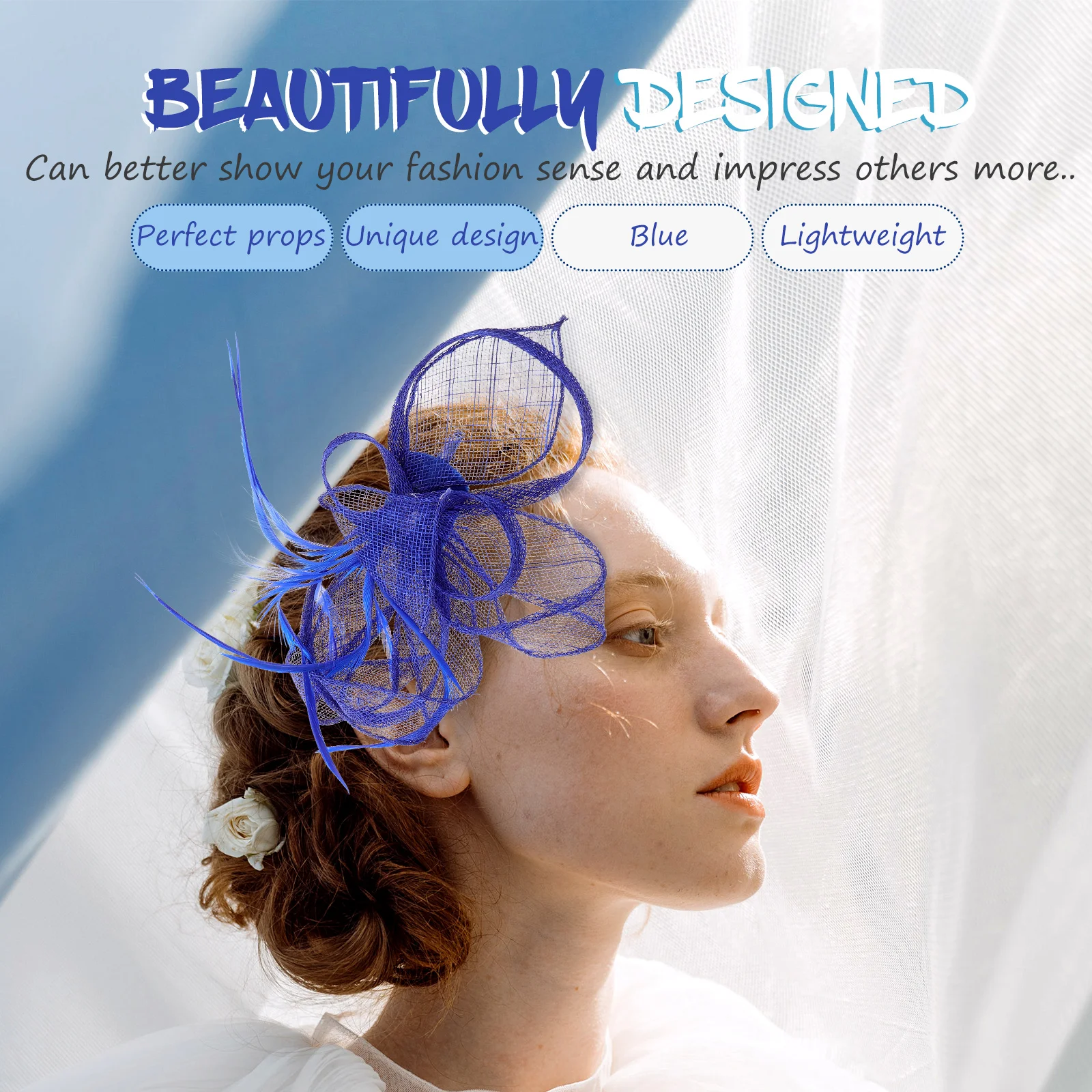

Barrette Bridal Hair Accessories Women Fascinator Headband Hats Wedding Photo Stage Cosplay Birthday Tea