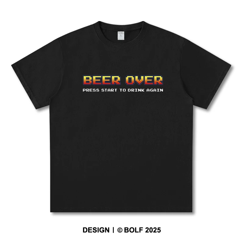 Bier über bedrucktes T-Shirt aus 100 % Baumwolle, übergroße betrunkene Grafik-T-Shirts für Damen und Herren, Sommer-Tops, Party, Streetwear