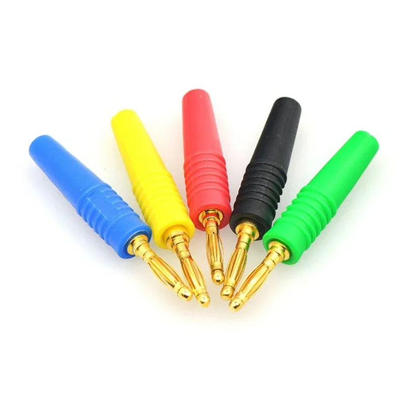 1/5Pcs New 2mm 4mm Plugs Gold Plated Musical Speaker Cable Wire Pin Banana Plug Connectors Black Red Green Blue Yellow