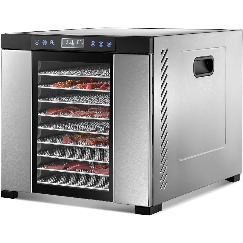 Food Dehydrator Machine | 11 Stainless Steel Trays | Adjustable Timer and Temperature Control | Jerky,Herb,Meat,Beef,Fruits