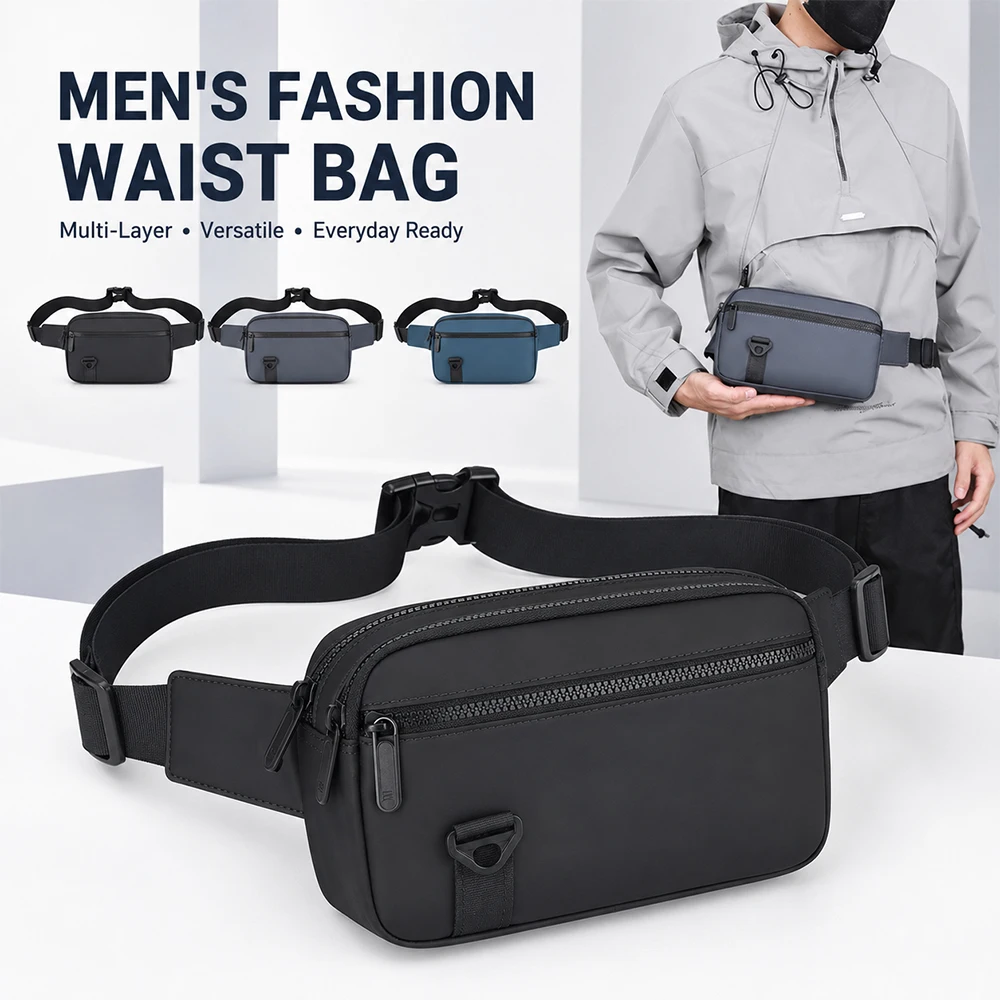 Fashionable Casual Sling Bag for Men's, Street Sports waist Bag, Simple Lightweight chest bag for Commuting Running Cycling