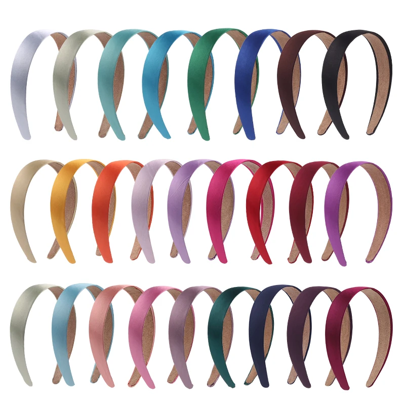 1 Stück Einfarbiges 3CM Breites Satin-Stirnband Mädchen Stoffbezogenes Kunstharz-Haarband Plastik-Haarreif Kinder Elastische Haarbänder Haaraccessoires
