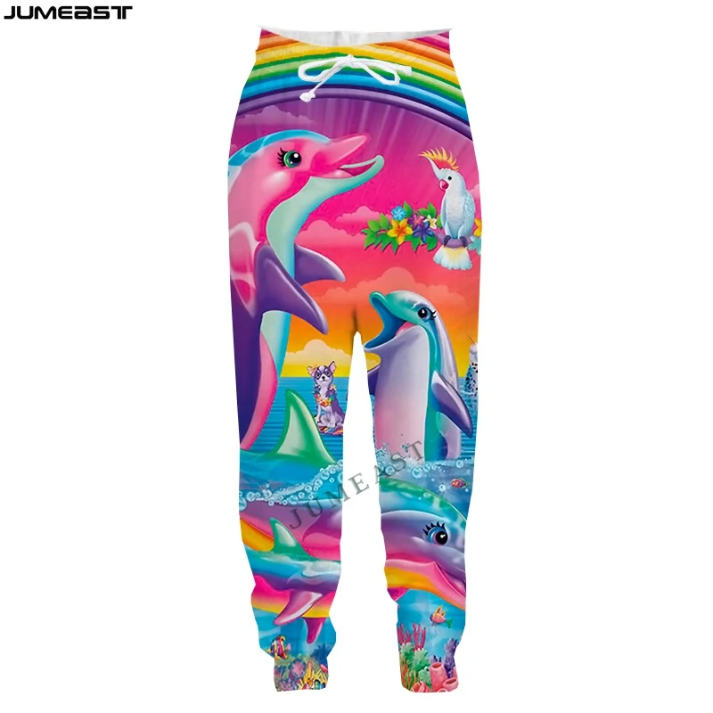 Jumeast Men Women 3D Cartoon Animal Fish Dolphin Casual Long Pants Sport Pullover Length Sweatpants New Fashion Trousers