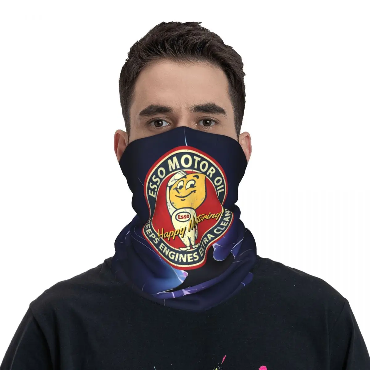 Bandana de motocross impressa para adultos, lenço facial multiúso, ciclismo e equitação, unissex, polainas de pescoço, brilhante, Esso