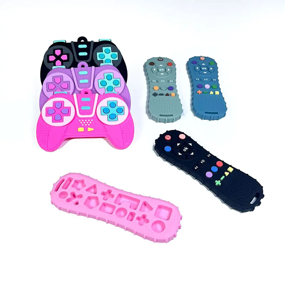 Montessori Baby Silicone Teether Toys Toddler Remote Control Shape Teething Educational Toys for Boys Girls Xmas Gift