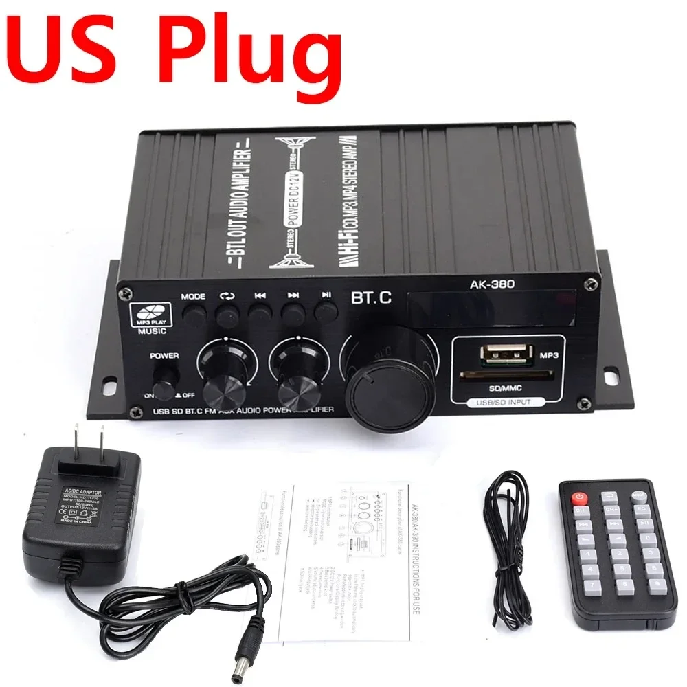 AK380 ミニオーディオパワーアンプステレオサウンド Bluetooth 5.0