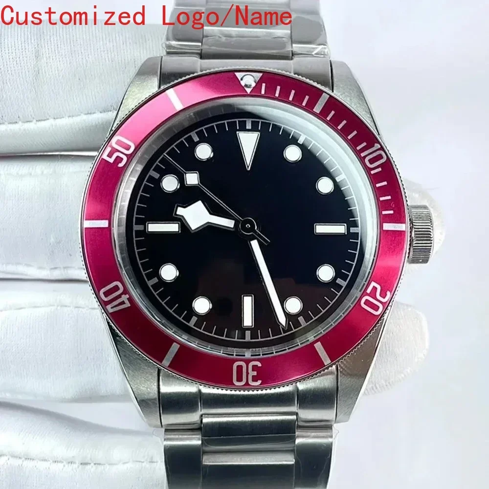 

Luxury Automatic Mechanical Watch for Men Stainless Steel Bracelet Black Ceramic Bezel Wristwatch Customized