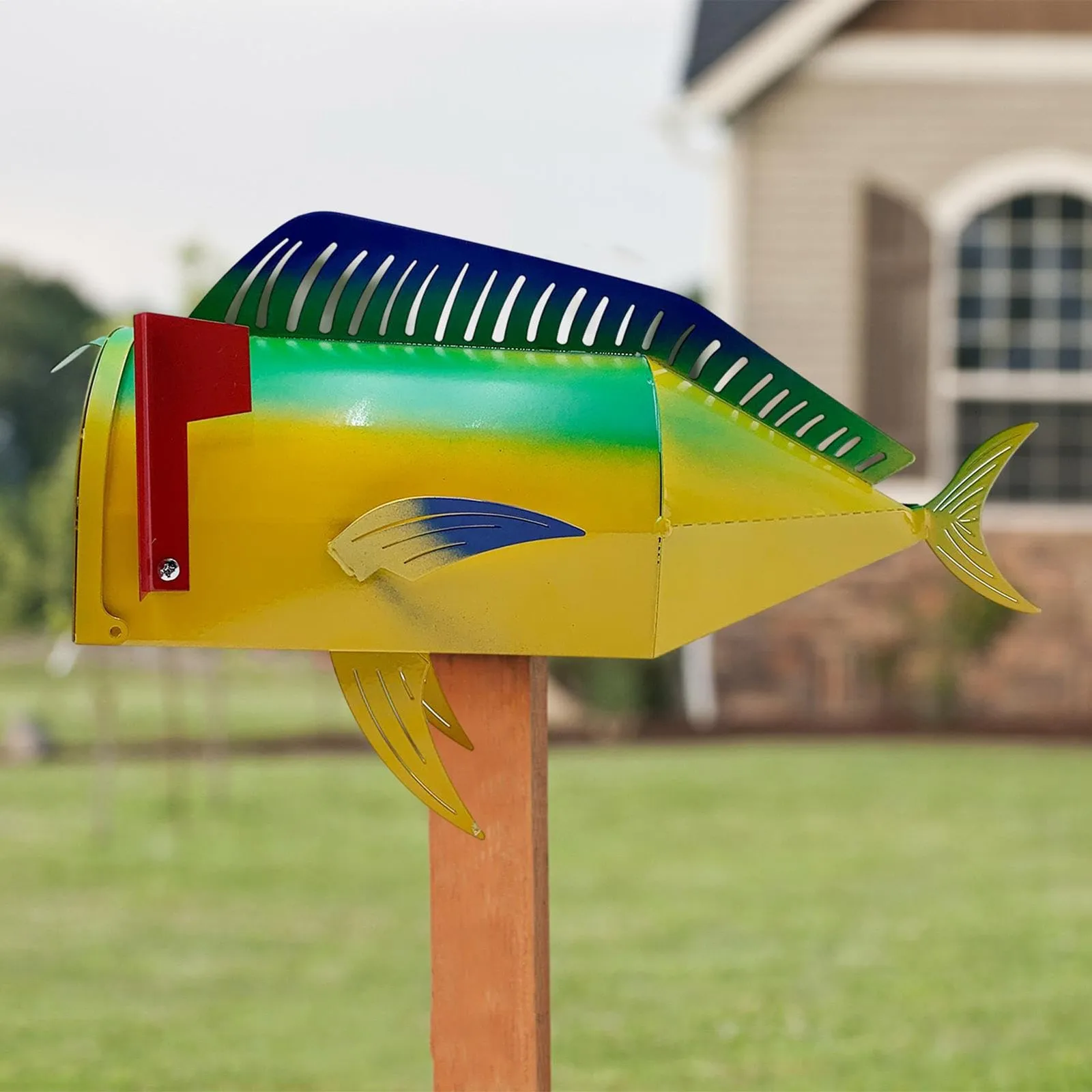 

Colorful Fish Shape Metal Mailbox Funny Car Mailbox Reusable Colored Fish Shaped Mailbox Outdoor Courtyard Parks Decoration