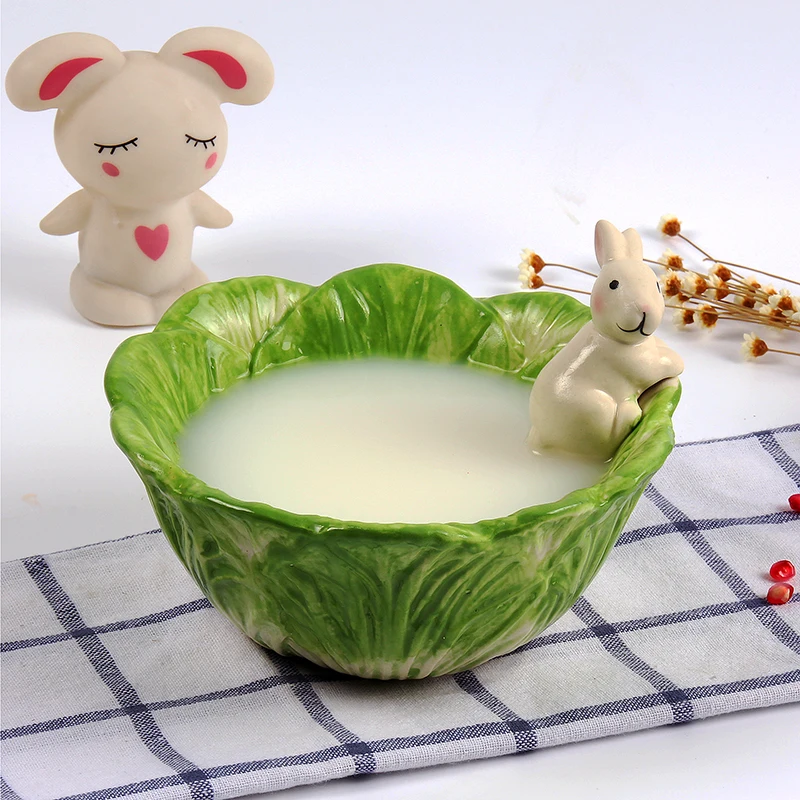 Creative Tableware Cartoon Rabbit Bowls Cute Instant Noodles Bowls Ceramic Bowls Household Dishes Dishes Dinner Bowls Tableware