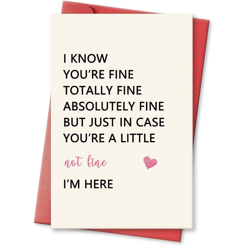 

Funny Encouragement Card for Men Women, Thinking of You Card, Get Well Card, I'm Fine Totally Fine Here for You