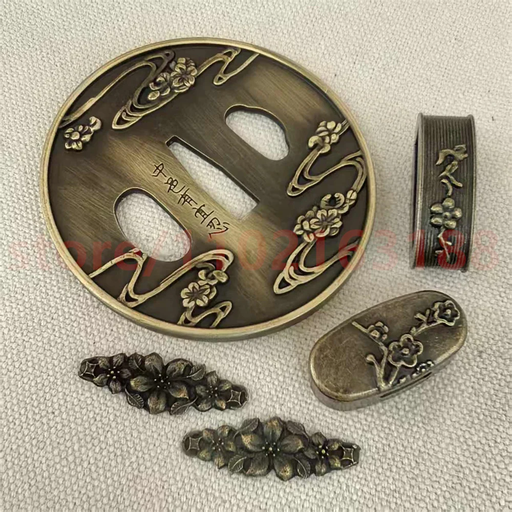 High Quality Alloy Tsuba Guard Fuchi Kashira Menuki Apply To Japanese Katana Samurai Sword Fittings Beautiful Sea Wave Shape New