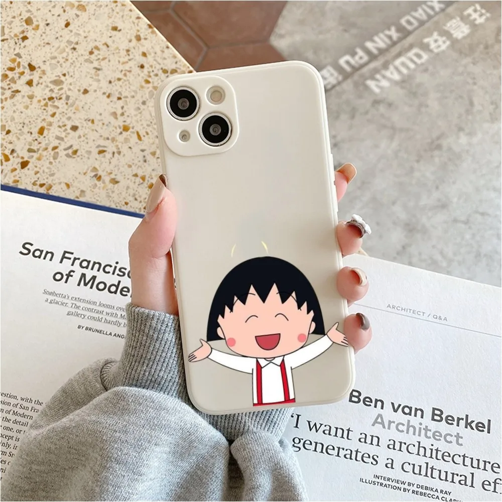 C-Chibi Cartoon M-Maruko C-Chan Phone Case For Iphone 11 13 14 Pro Max X Xr Xs Max Se2020 12mini White Cover Case