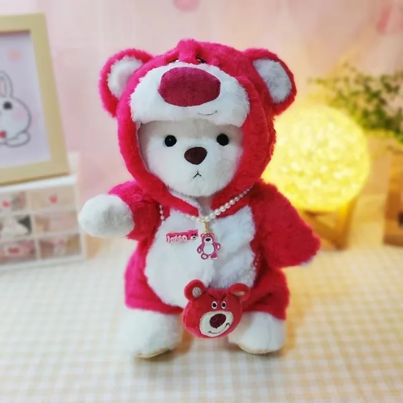 Roupas de boneca de urso kawaii, Urso nu de 30cm, branco, marrom, confortável, bonito dos desenhos animados, presentes infantis, nova venda