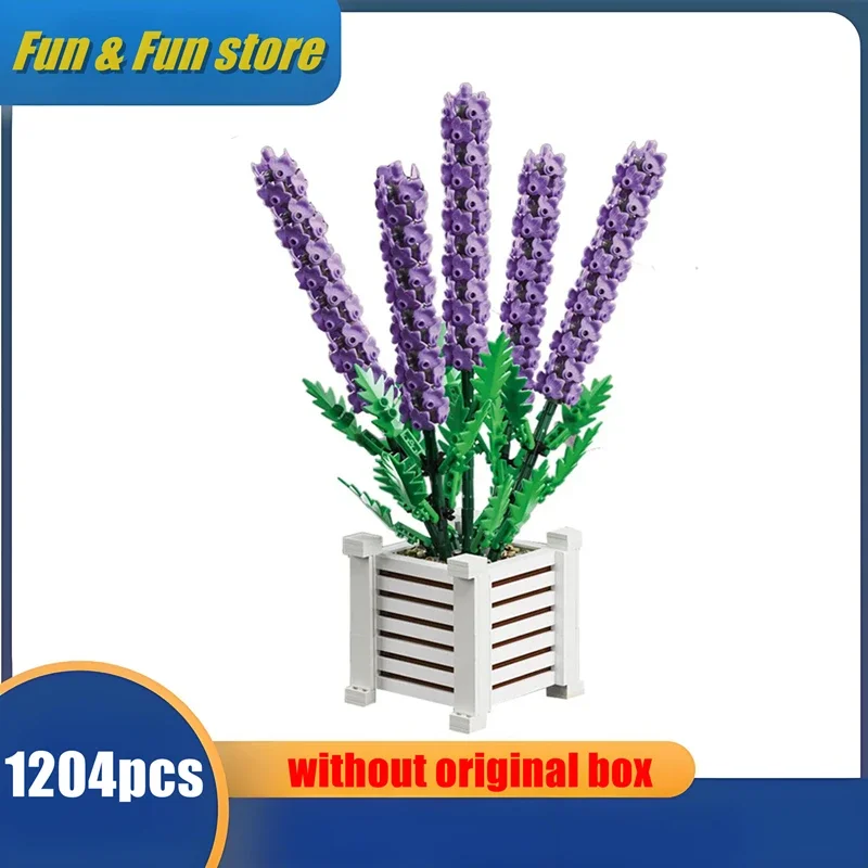 101-5 lavender City Creativity Bouquet Flower Rolfe Bonsai Potted Plant Home Decoration Building Blocks Bricks Kids Toys