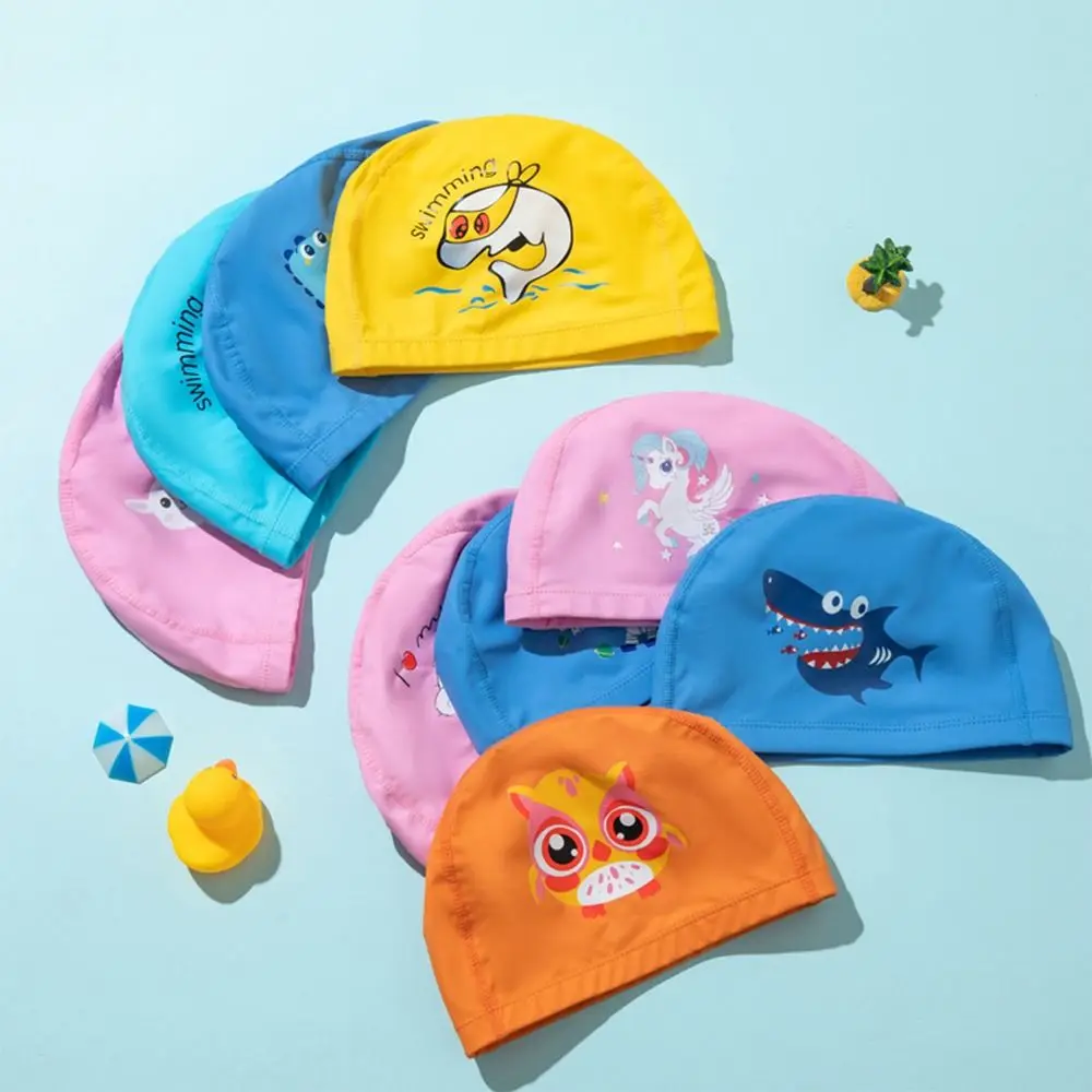 Children Swimming Caps High Elastic Boys Girls Waterproof Swim Cap with Ear Protect Diving Bathing Hats for Kid Pool Accessories