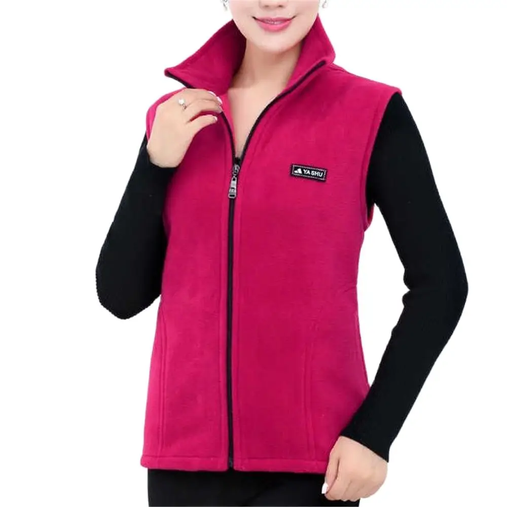 Women\'s Solid Turn Down Collar Cardigan Thick Waistcoat Female Sleeveless Warm Vest Lady Sleeveless Jacket Autumn Spring