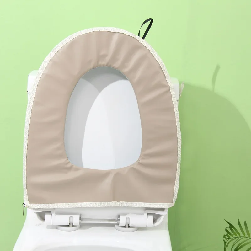 Toilet Cover Plush Toilet Cover Home Waterproof Universal Model Toilet Ring Washable Zipper Bathroom Mat Decorative Toilet Seat