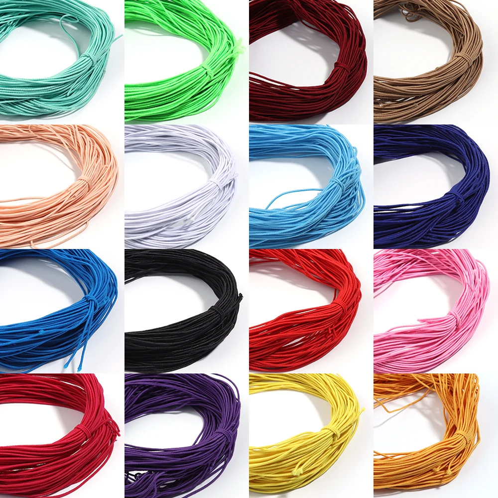 25Yards / Lot Color trenzado cuerda elástica perlas artesanía estiramiento hilos cadena para joyería haciendo bricolaje pulsera collar accesorios