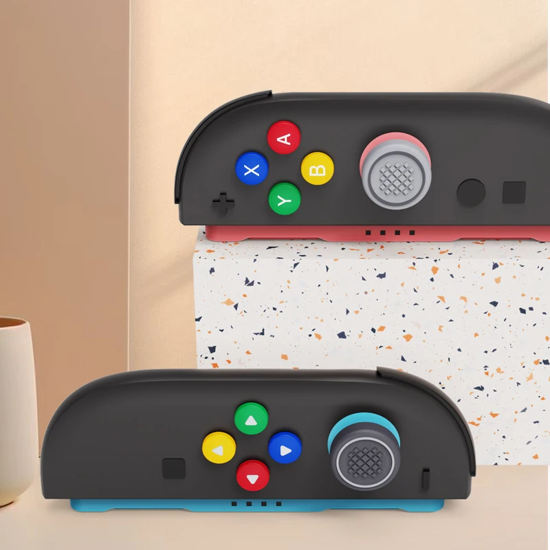 Cute Circle D-Pad AKSW-329 Silicone Thumb Grips Set for Switch 2,ABXY Key Buttons Sticker,Joystick Cover Caps For Switch 2 image 3