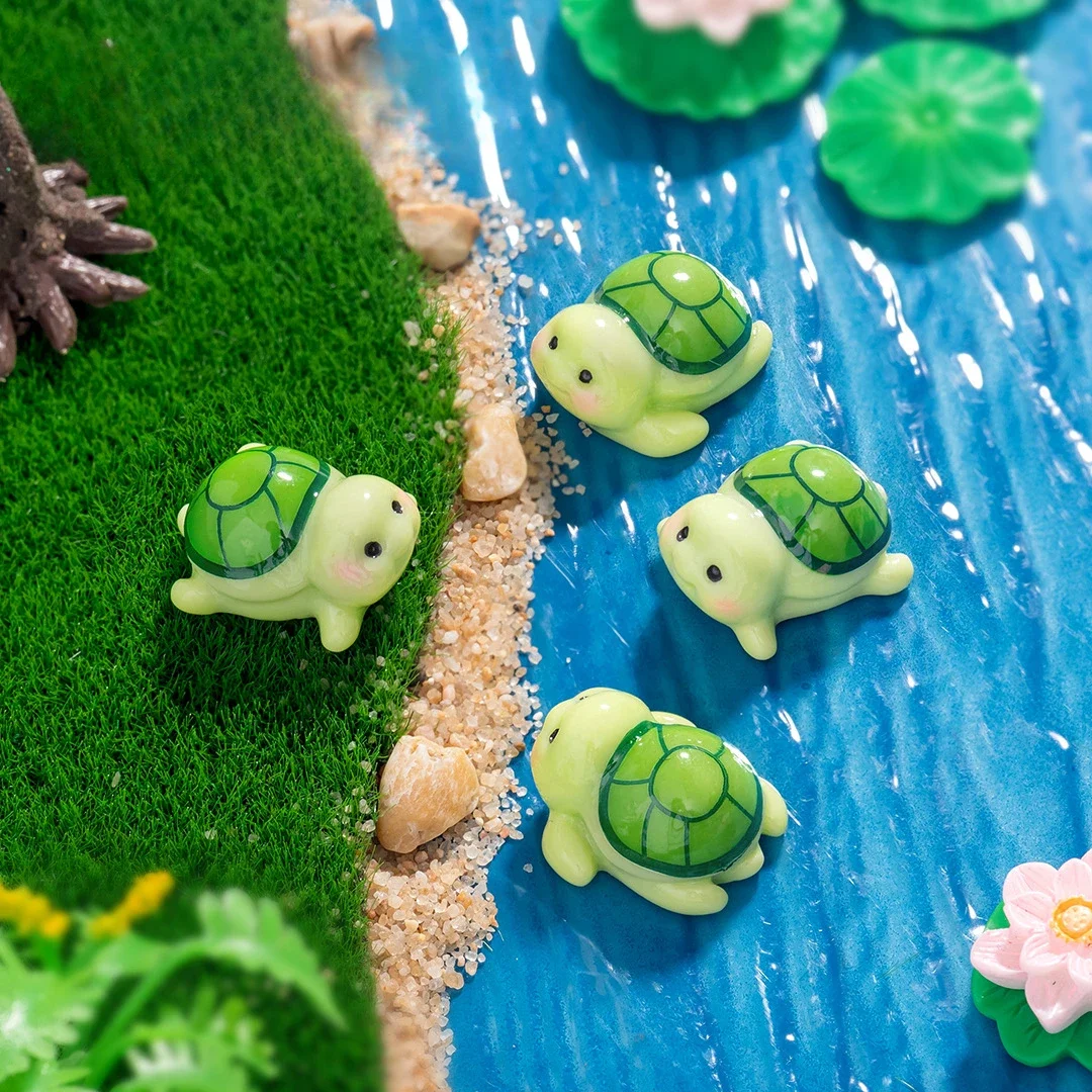 10Pcs Wholesale Micro Landscape Cartoon Cute Little Turtle Ornament, Room Ornament, Fish Tank Turtle Ornament