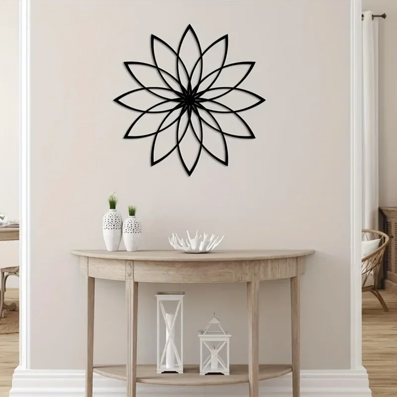 Hello young geometrische Blume schwarz Metall Wandbehang Dekoration Handwerk Home Interior Wohnzimmer Badezimmer Dekoration Einweihung sparty