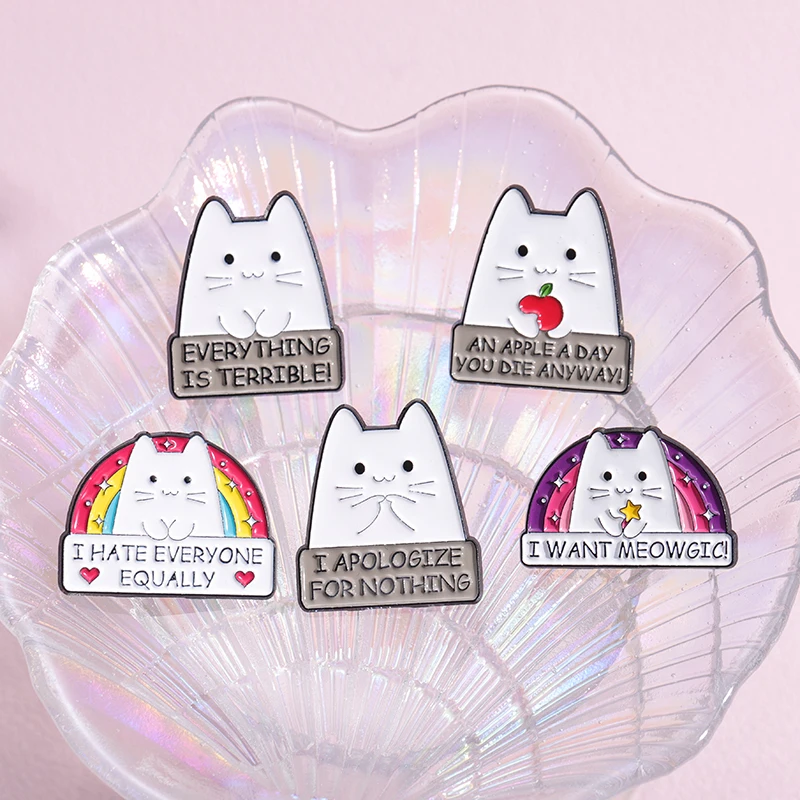 Cartoon Cat Animal smalto Pin personalizzato I Want Meowgic tutto è una spilla orribile risvolto zaino distintivo gioielli regali accessori