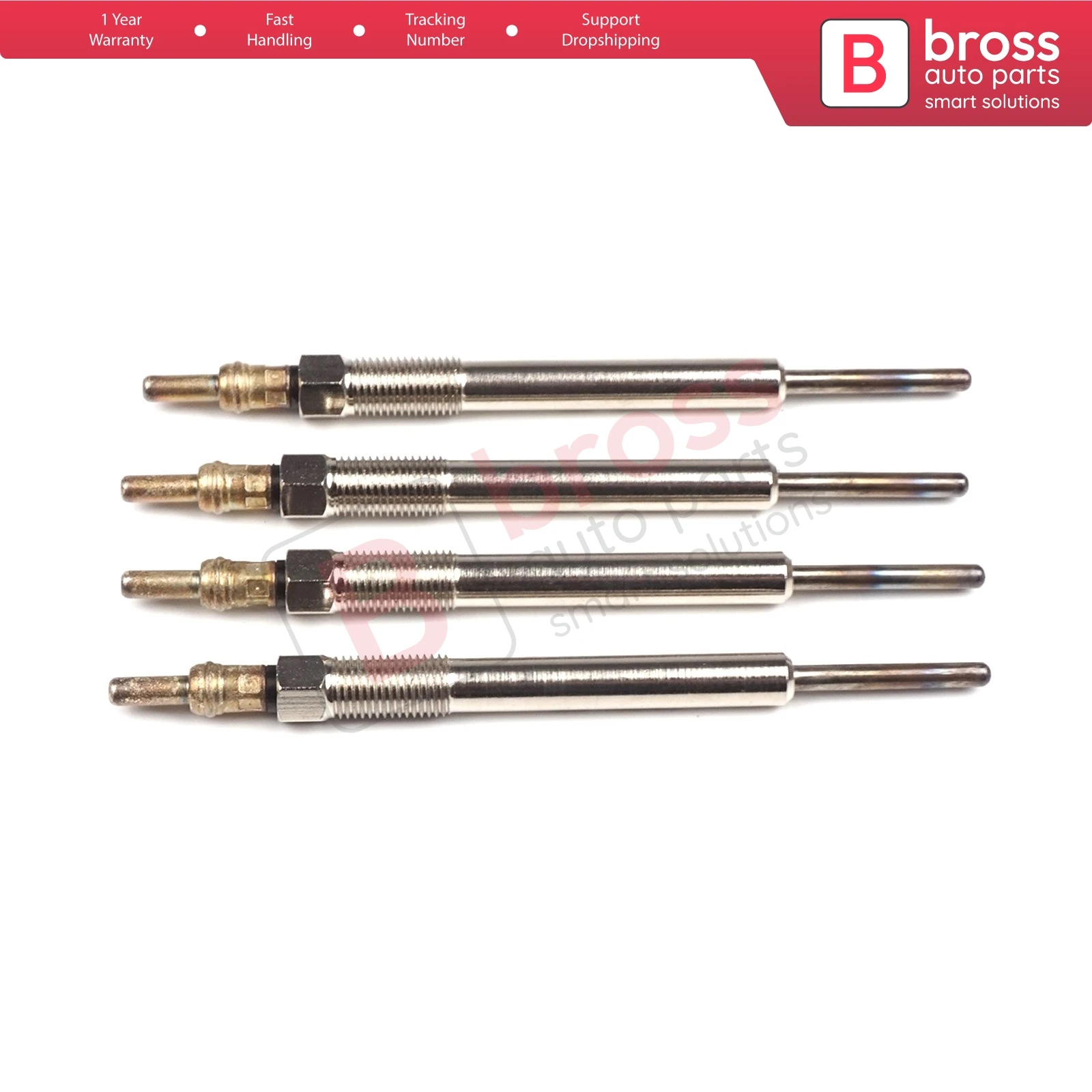 Bross Auto Parts BGP20-1 4 Pcs Heater Glow Plugs GX2119, 1826357, GE112, 100266031 for Opel Fast Shipment Ship From Turkey