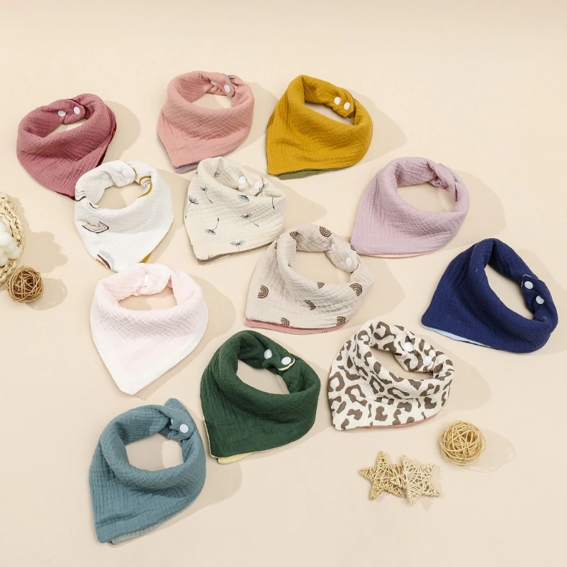 1pc Double-sided Baby Bib Solid Color Cotton Gauze Muslin Baby Drooling Bib Newborn Feeding Burp Cloths for Kids Saliva Towel