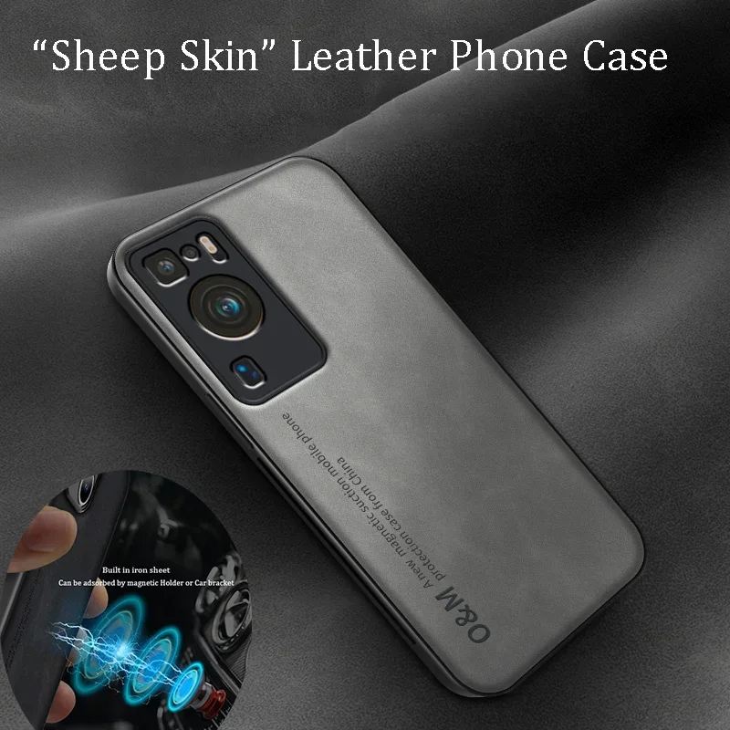 Fashion Suede Leather Phone Case for Huawei P30 P40 P50 P60 Mate 30 40 50 60 Pro Build-in Magnet Iron Shockproof Silicone Cover