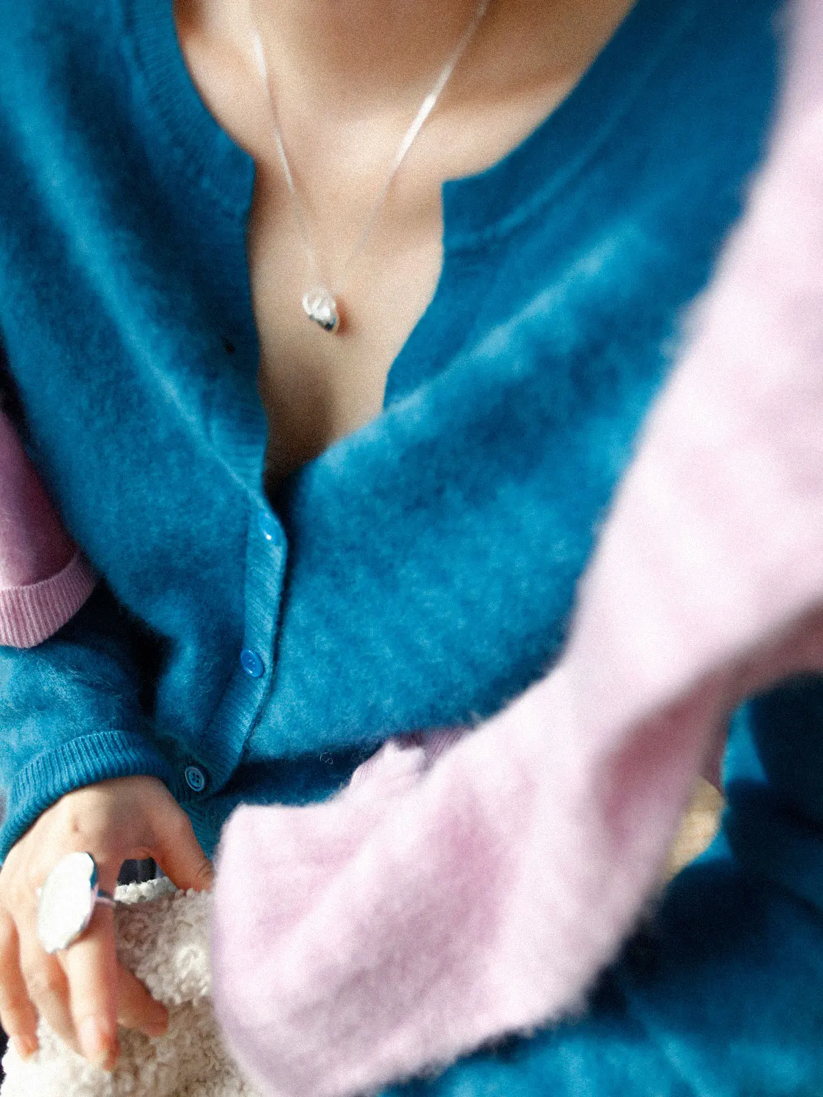 

Ast Editor Store Blue Fce Knitted Open Cardigan Women's Lazy Sle Sweater Jaet Warmth Comfortable Casual Simple Design