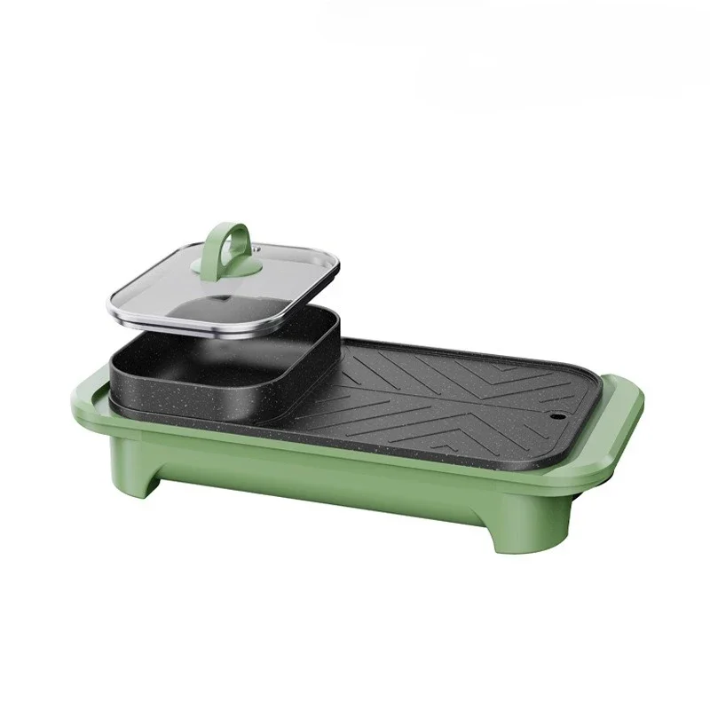 Non-stick rinse and grill integrated pot household multi-functional square electric hot