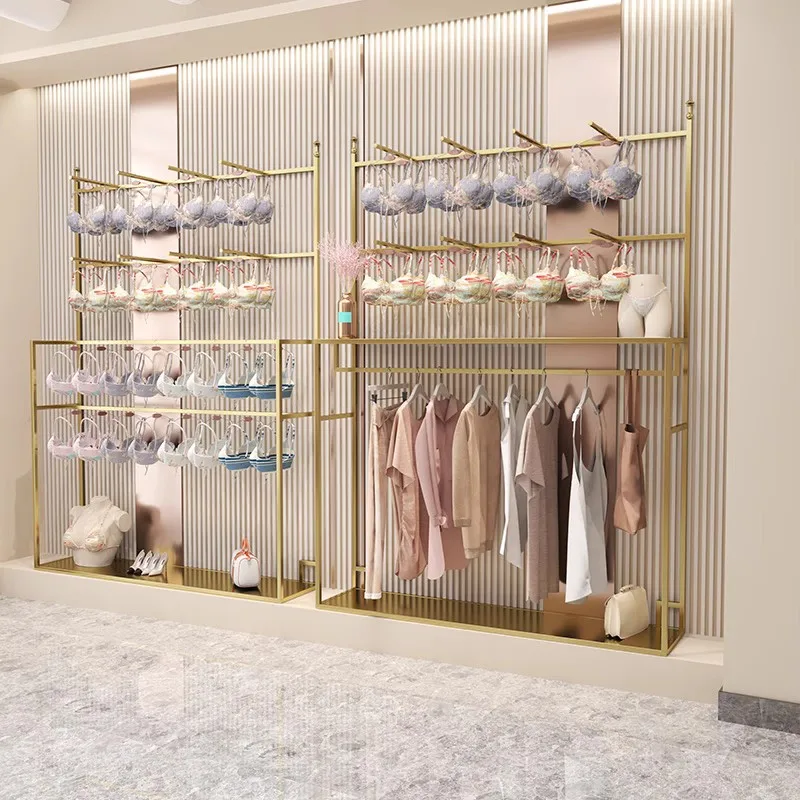 

Underwear store shelf display rack bra underwear display rack store gold light luxury pajamas hanger Zhongdao rack high-end