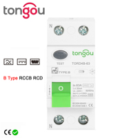 RCCB RCD DC Electric Vehicle EV Charging Pile Residual Current breaker  2P 63A 30mA Type B 10KA  Din Rail Earth Leakage TONGOU