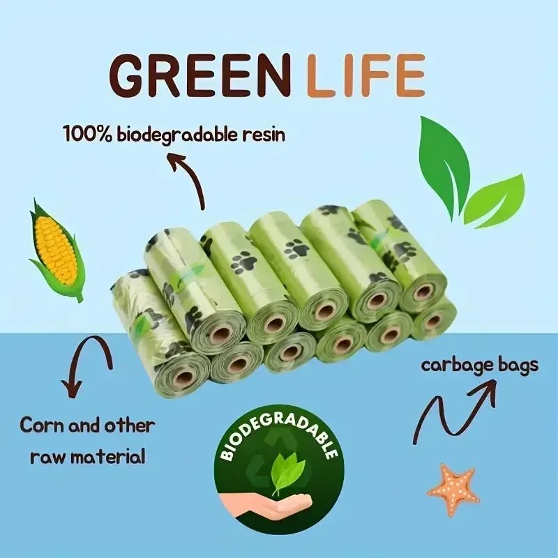 Biodegradable pet waste bags, larger, thicker, scented cat and dog poop bags, pet cleaning supplies