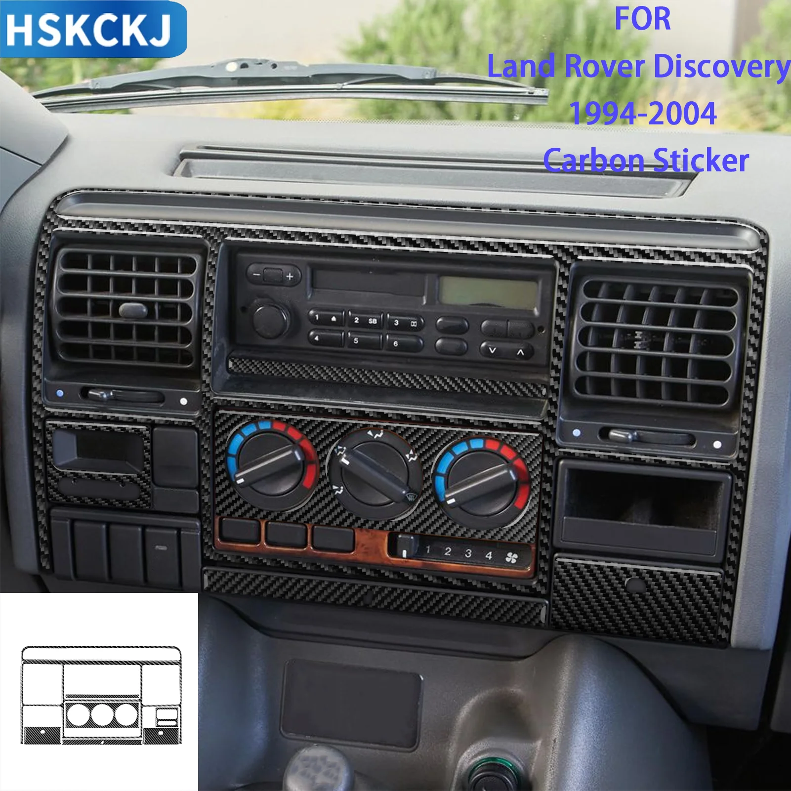 For Land Rover Discovery 1994-2004 Carbon Fiber Center Console Panel Trim Kit Cover Interior Accessories (7pcs)