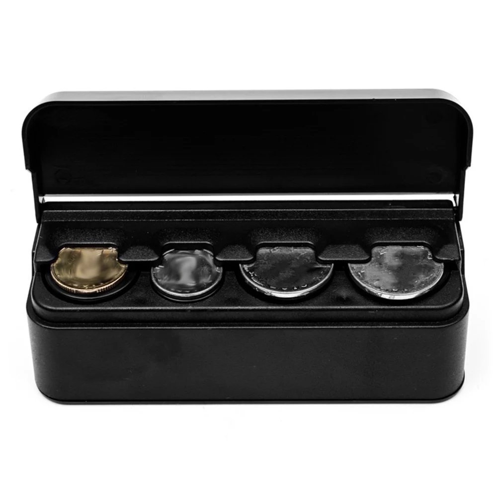 

Stylish Mini Case Light Weight Car Organizer Box For Euro Spare Change Home Office Use Black Color Coin Storage Case Car