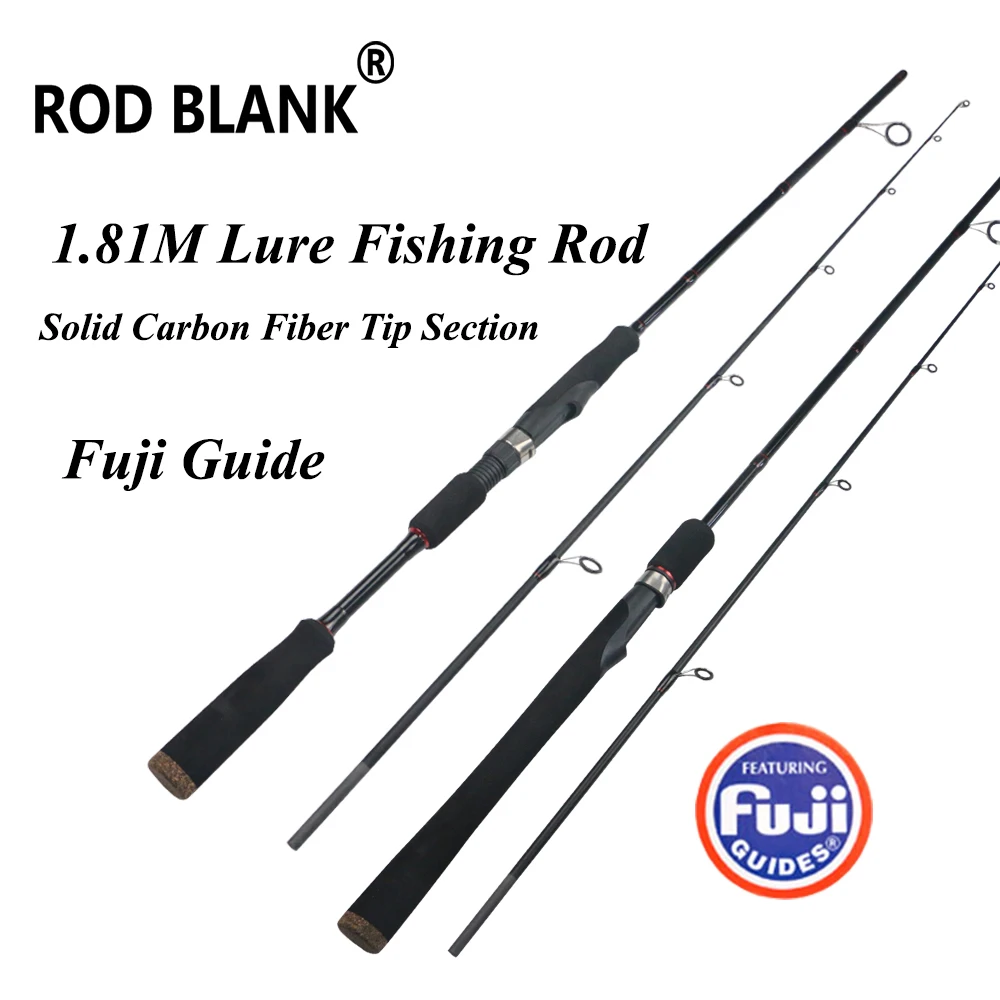 Rod Blank Spinning Carbon Fiber Lure Fishing Rod 1.81M Fuji Guide Solid Tip Section Small Boat Fishing Rod Portable Rod