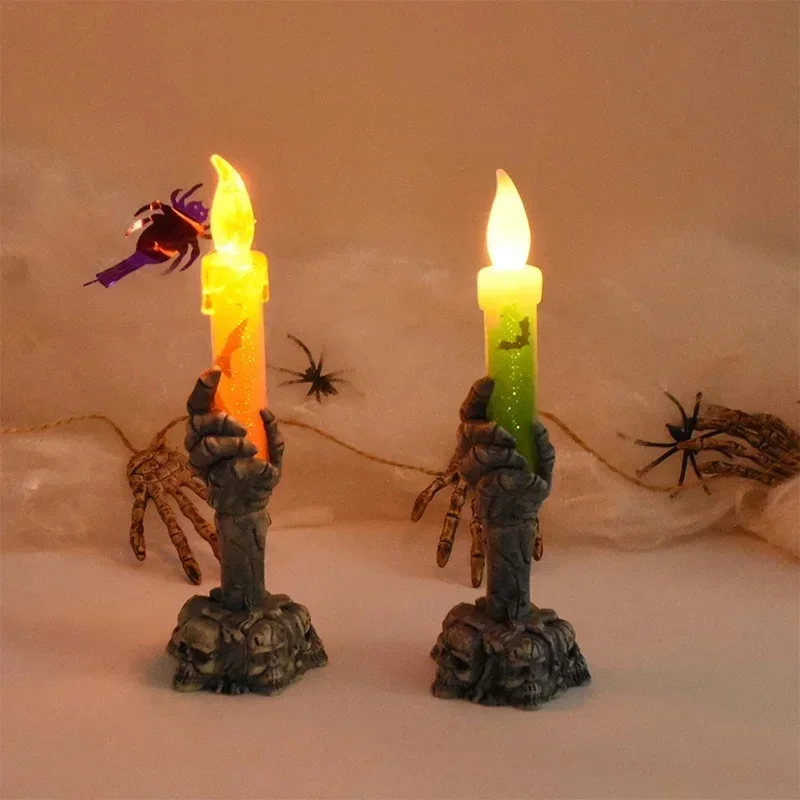 Halloween LED Ghost Candle Light Pumpkin Skeleton Han Light Home Horror Prop Halloween Happy Party Decor Candle Light Gift