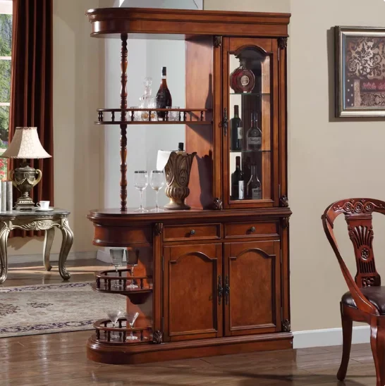 Solid Wood Partition Cabinet Hallway Cabinet European-Style Living Room Multi-Functional Entryway Cabinet Double-Sided Cabinet D
