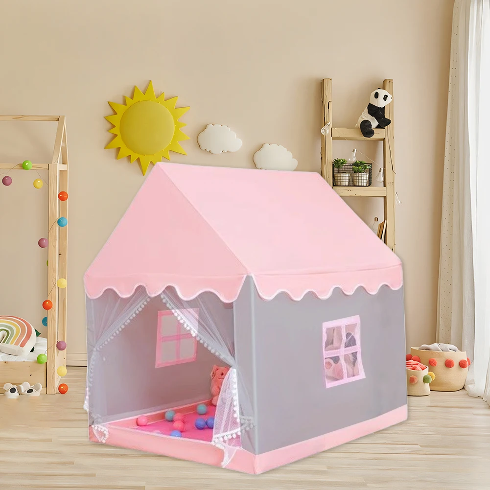 Tenda giocattolo per bambini di grandi dimensioni Tenda pieghevole per bambini Casa da gioco per bambini Ragazze Castello principessa rosa per giochi all'aperto per interni Regalo di compleanno per feste