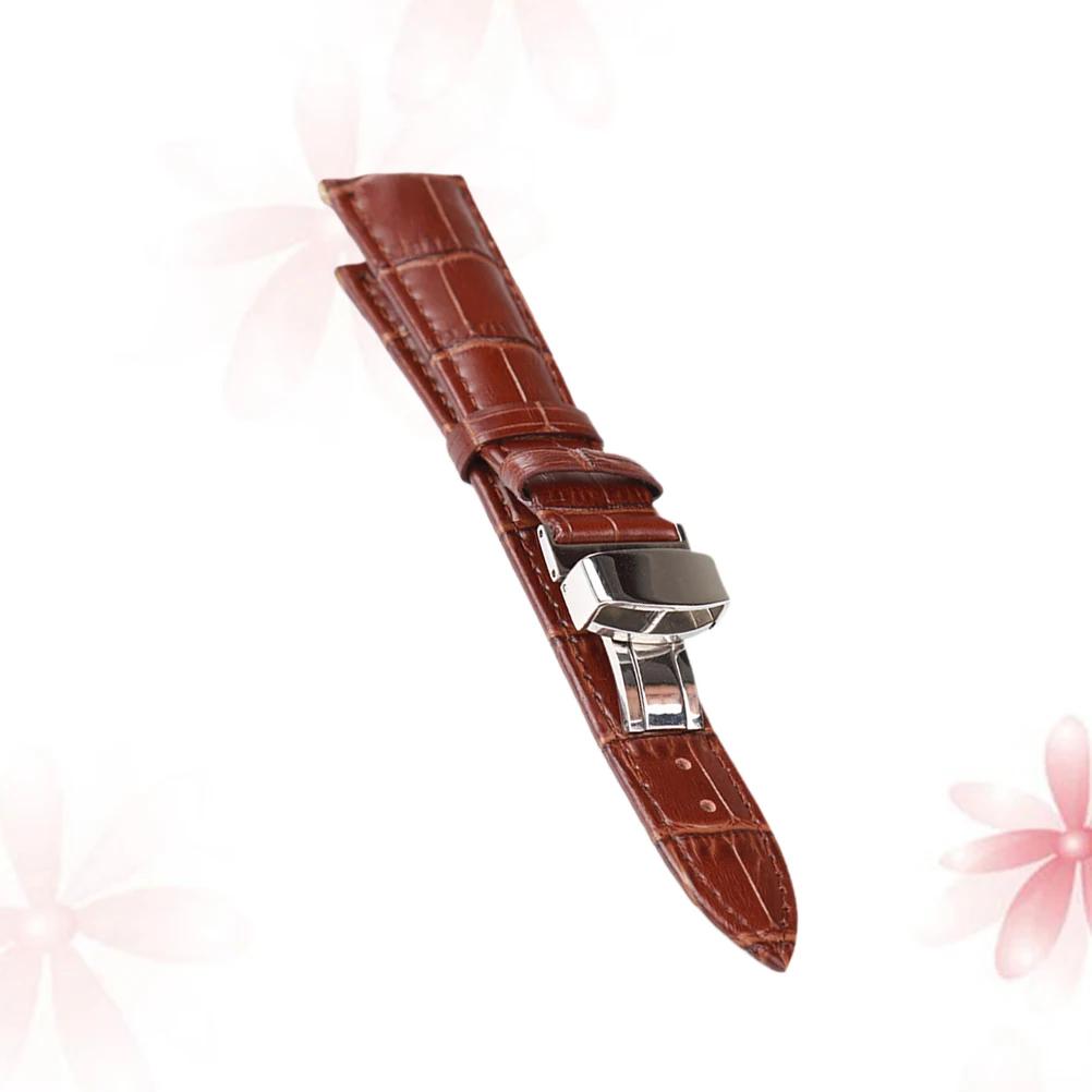 

Watch Band Butterfly Buckle Strap Watchband Replacement for Wristband Brown Women